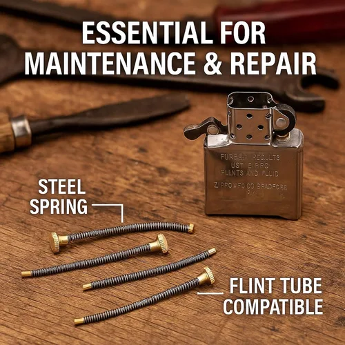Miniatura 2 de Kit de reparación de mechero IN SELECT - Partes de repuesto de resorte de pedernal compatibles con mecheros Zippo, piezas de latón duraderas