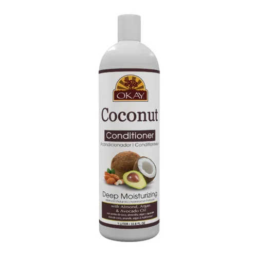 OKAY El acondicionador hidratante profundo de coco ayuda a reponer la humedad y la elasticidad para un cabello sano y fuerte, sulfato de silicona,