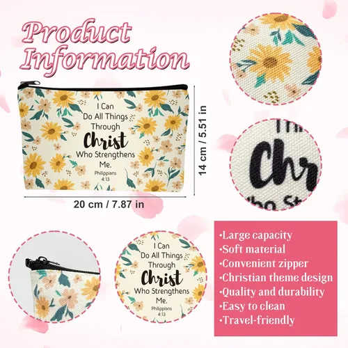 Miniatura 2 de 10 bolsas de maquillaje cristiano para lápices de la Biblia, funda de la Biblia, bolsas de cosméticos florales, regalos religiosos inspiradores