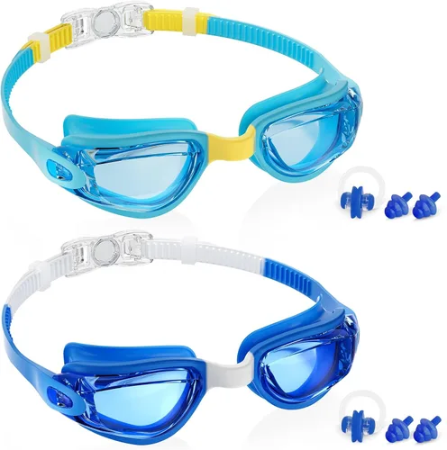 Miniatura 18 de Aegend - Gafas de natación de 2 unidades, gafas de natación para niños, niños y niñas de 3 a 14 años Azul y verde claro