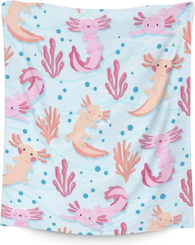 Miniatura 12 de Axolotl - Manta de regalo de 40 x 50 pulgadas para niñas, manta suave y mullida azul para cama, sofá y sala de estar Axolotl1-1