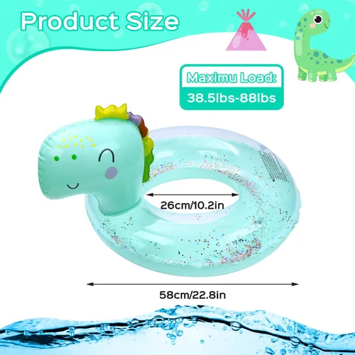 Miniatura 5 de Anillo de natación inflable, lindo dinosaurio sirena, unicornio, ratón, flotadores de piscina, balsa de tubo, bañera de agua, juguetes de fiesta