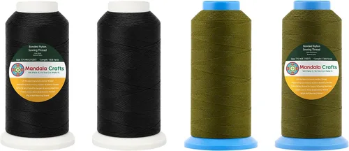 Miniatura 281 de Mandala Crafts - Hilo de nailon para coser cuero, tapicería, mezclilla y para trenzar el pelo; resistente, 1500 yardas, tamaño 69 T70 Marrón