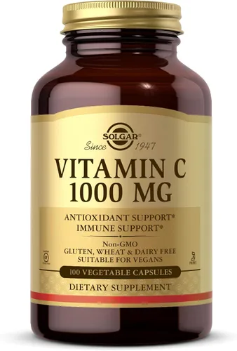 Solgar Vitamina C 1000 mg, 100 cápsulas vegetales – Antioxidante y apoyo inmunológico – Salud general – Piel y articulaciones saludables –