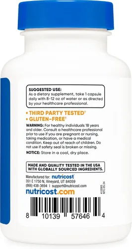 Miniatura 4 de Nutricost Orotato de litio (10 mg) 120 cápsulas - Suplemento de litio vegano, sin OMG, sin gluten