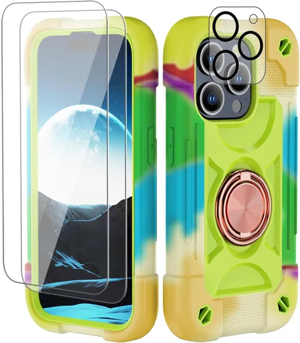 Miniatura 149 de Funda para iPhone 11 de 6.1 pulgadas con soporte de anillo, con 2 protectores de pantalla de vidrio, resistente a los golpes, resistente a