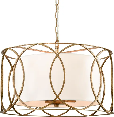 Miniatura 9 de HYDELITE Lámpara colgante dorada con tambor moderno 4 luces con pantalla de lino para comedor, sala de estar, dormitorio, isla de cocina