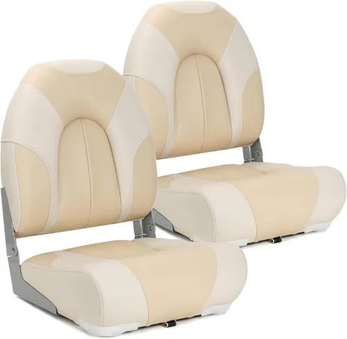 Miniatura 7 de Asiento plegable para barco Deluxe con respaldo alto marino, tornillos de acero inoxidable incluidos