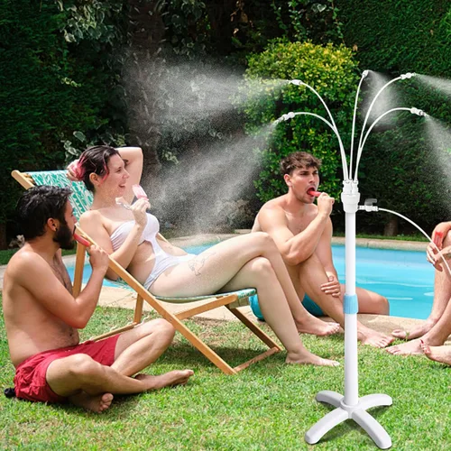 Miniatura 9 de Misters para patio exterior, sistema de enfriamiento de nebulización de pie, kit de manguera de niebla de agua portátil para exteriores, altura