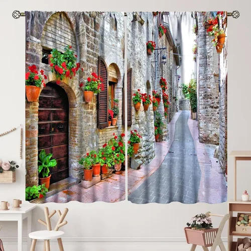 Miniatura 22 de Cortinas italianas, patio antiguo, sillas de café de Italia, casas históricas en la calle, sala de estar, dormitorio, cortinas opacas con bolsillo