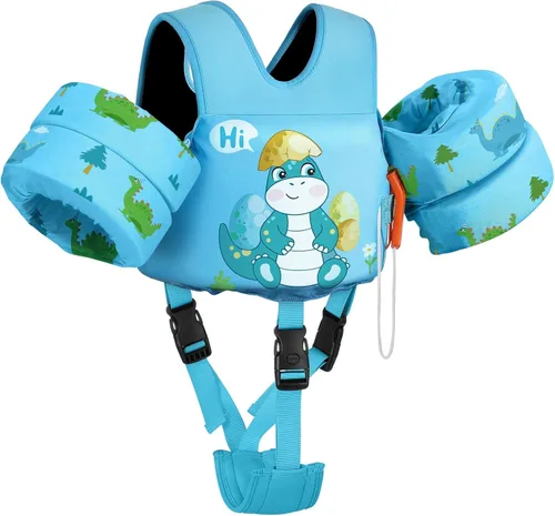 Miniatura 20 de MoKo - Chaleco de natación para niños pequeños de 6.8 a 25.4 kg, con alas de natación para charco, con correa para la entrepierna, alas de natación