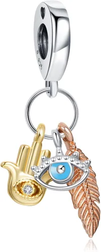 Annmors Dijes familiares de joyería para mujer, plata de ley 925, colgante con circonita cúbica, cuentas de joyería para niñas, regalos de bricolaje