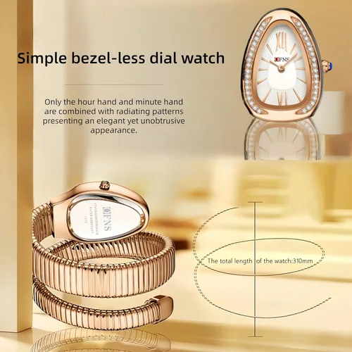 Miniatura 5 de OFNS Relojes de Serpiente para Mujeres Reloj de Pulsera Tipo Brazalete de Lujo con Forma de Serpiente con Diamantes de Cuarzo Esfera con Números