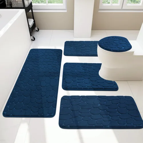 Miniatura 36 de YIHOUSE Juego de 2 tapetes de baño de espuma viscoelástica, antideslizantes, absorbentes de agua, lavables, para fregadero, inodoro y suelo Negro