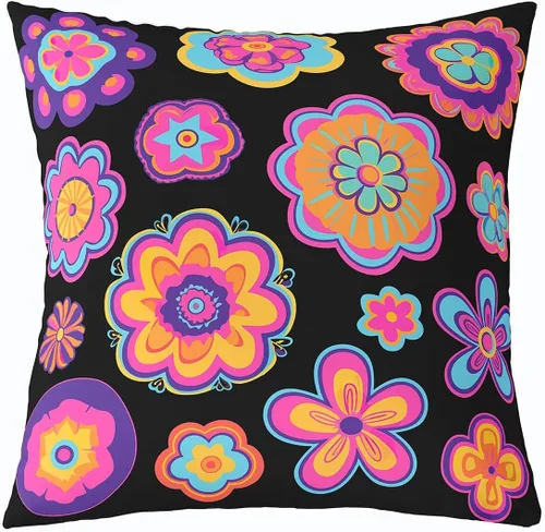 Miniatura 11 de Erosebridal Groovy Flower Power - Funda de almohada de 16 x 16 pulgadas, bonita funda de almohada floral bohemia de los años 60S y 70S, funda