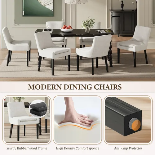 Miniatura 5 de MALOL Juego de 2 sillas de comedor tapizadas en corduroy con patas de madera, sillas de cocina laterales acolchadas de respaldo medio para comedor