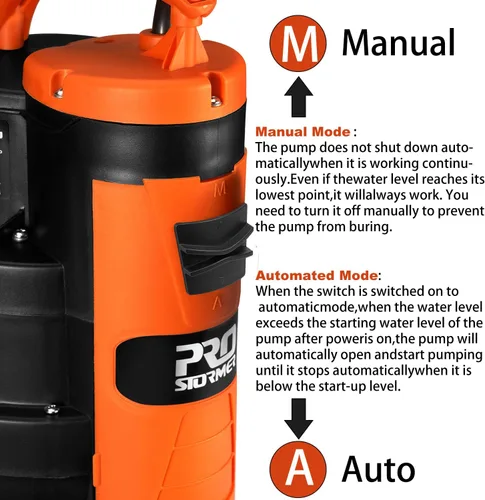 Miniatura 3 de Prostormer - Bomba de sumidero de 1/2HP, 2110 GPH, bomba de agua sumergible, bomba eléctrica portátil con interruptor de flotación incorporado