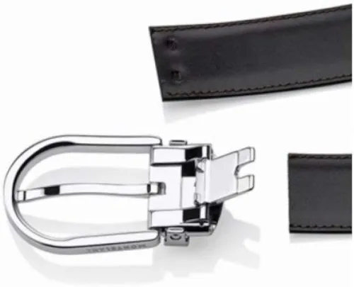 Miniatura 3 de Montblanc Cinturón doble de cuero negro y marrón ajustable 12 x 472in - 128135