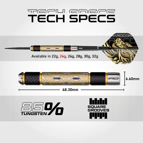 Miniatura 5 de RED DRAGON Golden Eyes Professional Steel Tip Darts Set - 85% Tungsten Darts with Aluminum Shafts & Flights - Available in Weights from 22g to 32g