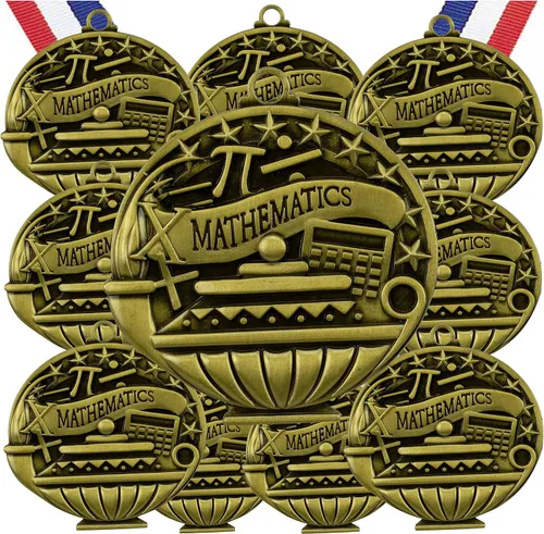 Miniatura 5 de Express Medals Pack of 10 (or More) Engraved Scholastic Academic Award Medals with RWB Neck Ribbons