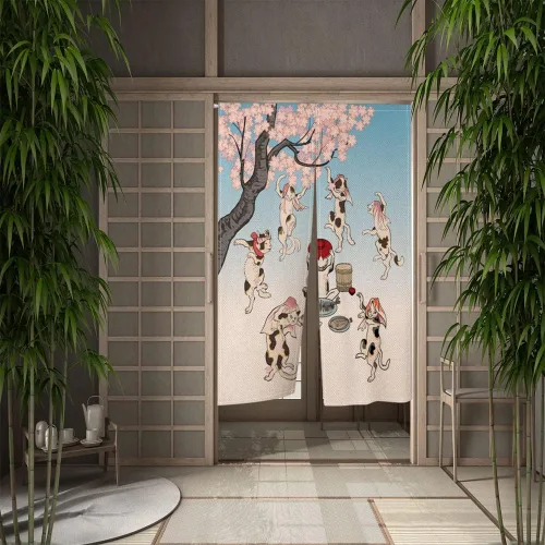 Miniatura 2 de Leowefowa Noren - Cortina japonesa para puerta, cortina de puerta de estilo japonés, para tratamiento de ventana, tapiz de poliéster para decoración