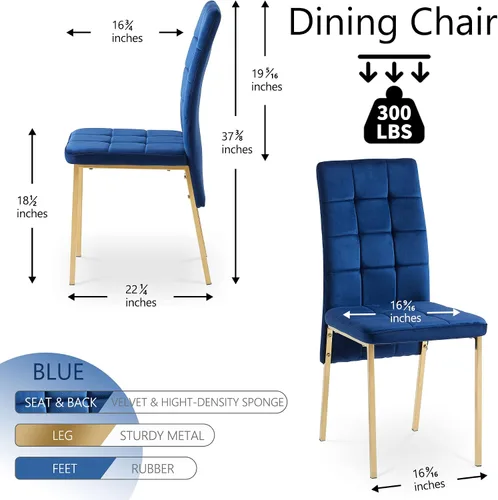 Miniatura 2 de NORDICANA Juego de 4 sillas de comedor tapizadas de terciopelo para cocina clásica, con respaldo alto, sillas auxiliares copetudas de cola de Negro