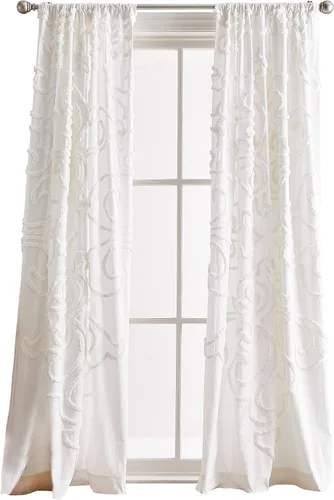 Miniatura 4 de Peri Home Gates - Cortina de felpilla copetuda con bolsillo para barra, par de paneles de 84 pulgadas, color blanco