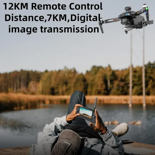 Miniatura 6 de AE60 Ultra Drones con cámara para adultos, grabación de video 4K y resolución de fotos 8K, cardán de 3 ejes, alcance de 7.5 millas, control remoto