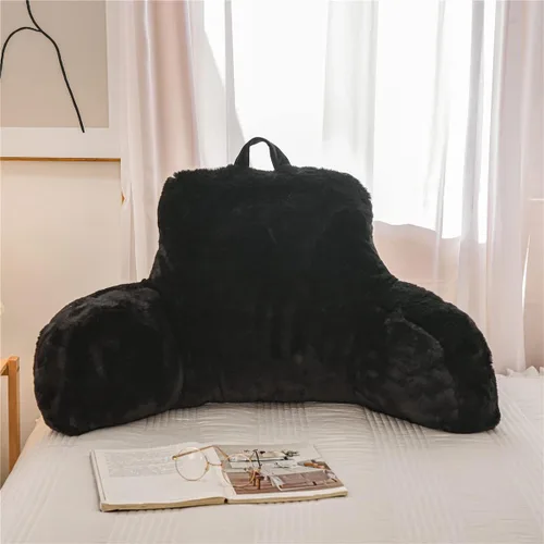 Miniatura 2 de Holawakaka Almohada grande de piel sintética con brazos, almohadas de lectura de piel de conejo perfectas para adultos, adolescentes, niños, brazos
