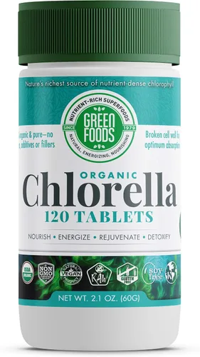 Green Foods Clorella orgánica 500 mg, 120 unidades