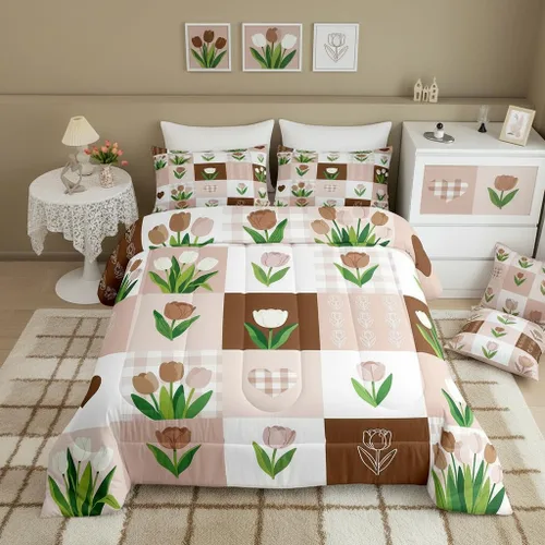 Miniatura 16 de Castle Fairy Rose Lipstick Bedding Set Elegant Quilted Comforter Set Twin Size,Women Cosmetic Duvet Insert with 1 Pillow Sham for Kids Boys Girls