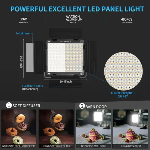 Miniatura 2 de GVM Paquete de 2 Kits de Iluminación de Video LED con Control por APP, Bicolor Variable 2300K~6800K con Pantalla Digital de Brillo del 10~100%