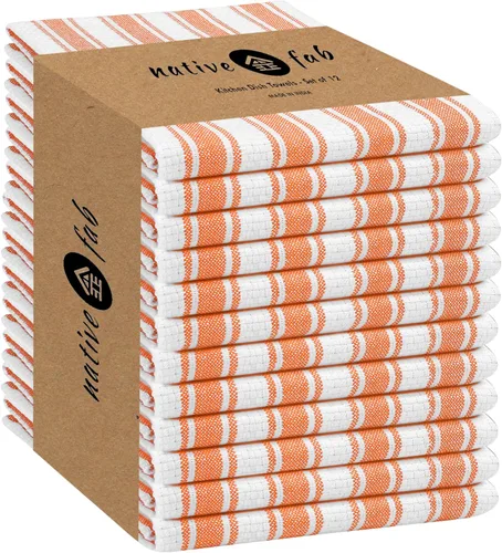Miniatura 35 de Native Fab Toallas de Cocina a Rayas - 100% Algodón - Paquete de 12 - 16"x26" - Paños de Té a Rayas con Tejido de Cesta, Paños de Cocina para Secar