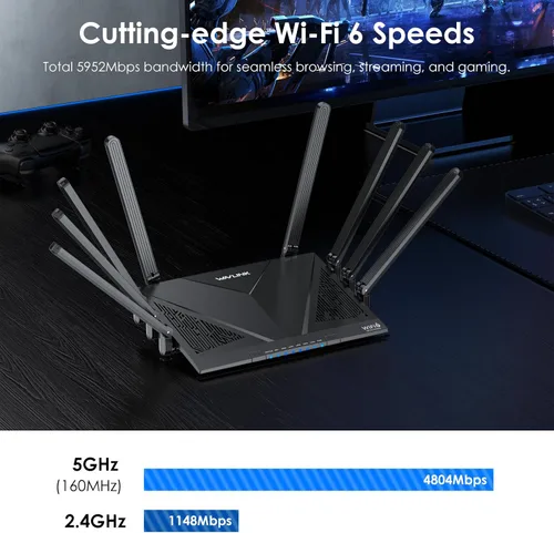 Miniatura 2 de WAVLINK AX6000 Router WiFi 6 de doble banda, enrutador Gigabit de alta velocidad para Internet inalámbrico, 8 antenas de alta ganancia, puerto