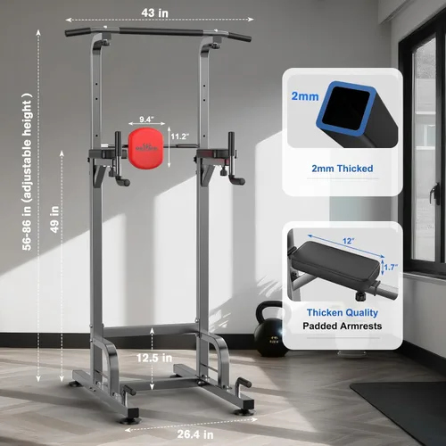 Miniatura 7 de RELIFE REBUILD YOUR LIFE Power Tower Estación de Barra de Dominadas Estación de Fondos para Gimnasio en Casa Entrenamiento de Fuerza Equipo