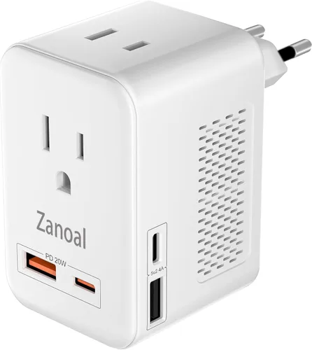 Adaptador de enchufe de viaje europeo 6 en 1, convertidor de voltaje de 220 V a 110 V, adaptador de viaje de EE. UU. a Europa, adaptador de