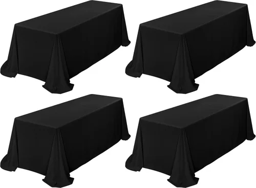 Miniatura 31 de Showgeous Paquete de 4 manteles rectangulares de poliéster de 60 x 102 pulgadas, resistentes a las arrugas, lavables, para bodas, mesas de comedor