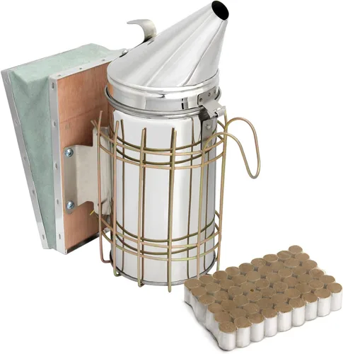 Blisstime Bee Hive - Ahumador de abeja de acero inoxidable con escudo térmico, suministros y equipos de apicultura