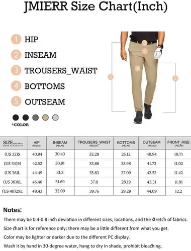 Miniatura 6 de JMIERR Pantalones de golf para hombre, elásticos, ajustados, para correr, viajes, trabajo, pantalones chinos para hombre
