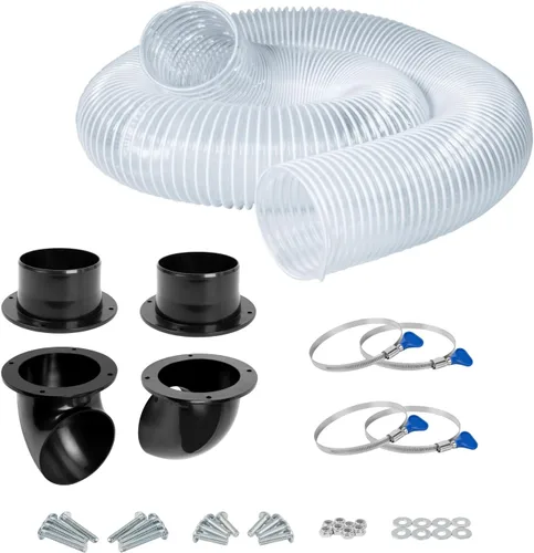 Miniatura 11 de POWERTEC Manguera de recogida de polvo de PVC de 2-1/2 pulgadas x 20 pies con 5 abrazaderas de manguera de llave de acero inoxidable para sierra