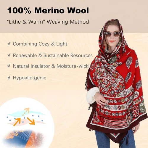 Miniatura 208 de DANA XU Manta de pashmina extragrande 100% de lana merina, bufanda de viaje, bufanda de cachemira para mujer, otoño e invierno, chal de gran