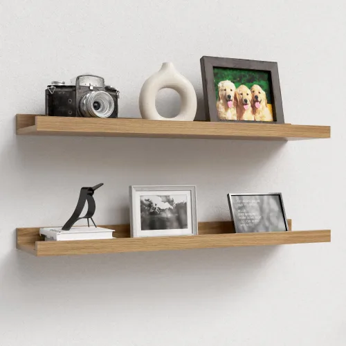 Miniatura 16 de Boswillon Juego de 2 estantes flotantes montados en la pared, modernos estantes de pared negros para almacenamiento con labio, estante de repisa