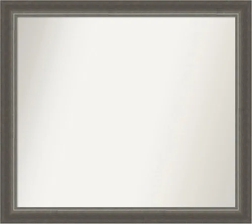 Miniatura 398 de Amanti Art Espejo de baño plateado para sobre fregadero, 25 x 25 pulgadas, espejo de tocador cuadrado estrecho de níquel cepillado, marco de madera