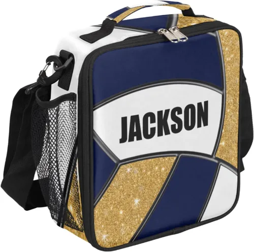 Miniatura 19 de Bolsa de almuerzo personalizada para niñas, niños, adolescentes, hombres y mujeres, regalo personalizado, bolsa de almuerzo, pelota de fútbol, azul