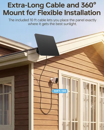Miniatura 5 de Panel solar de 6 W para cámaras de seguridad - Cargador de batería solar con micro USB y USB-C, impermeable IP67 con montaje ajustable de 360° 3-NO