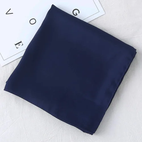 Miniatura 40 de Conjunto de bufanda de poliéster de gasa cuadrada de satén suave y grande para mujer, cuello de cabeza, multiuso, colores sólidos disponibles