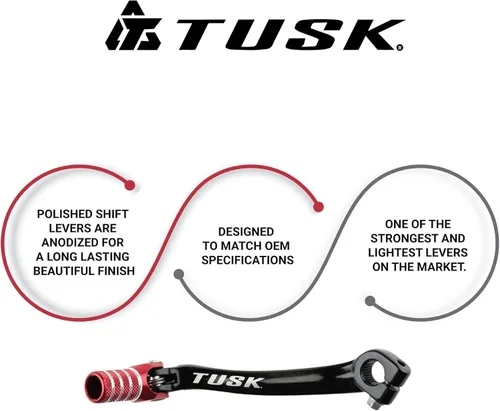 Miniatura 6 de Tusk Palanca de cambios plegable, punta negra/roja, compatible con Honda CRF50F 2004-2026