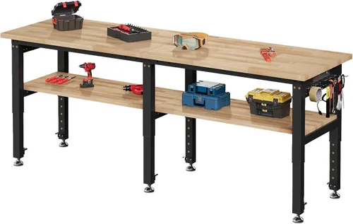 Miniatura 18 de SPECRAFT Banco de trabajo ajustable de 2 niveles de 48 x 20 pulgadas con 4 salidas de CA y 2 puertos USB, banco de trabajo resistente de capacidad