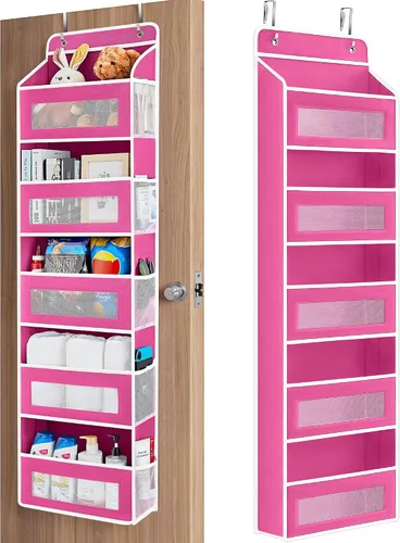 Miniatura 15 de JARLINK Organizador de almacenamiento sobre la puerta, organizador de puerta colgante de 5 estantes con 5 bolsillos de gran capacidad, anti