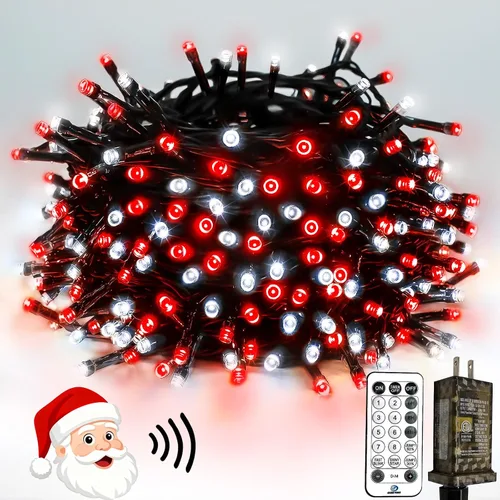 Miniatura 11 de Luces de Navidad controladas por voz con control remoto, cadena de 300 luces LED de 99 pies para interiores y exteriores con 12 modos, 3